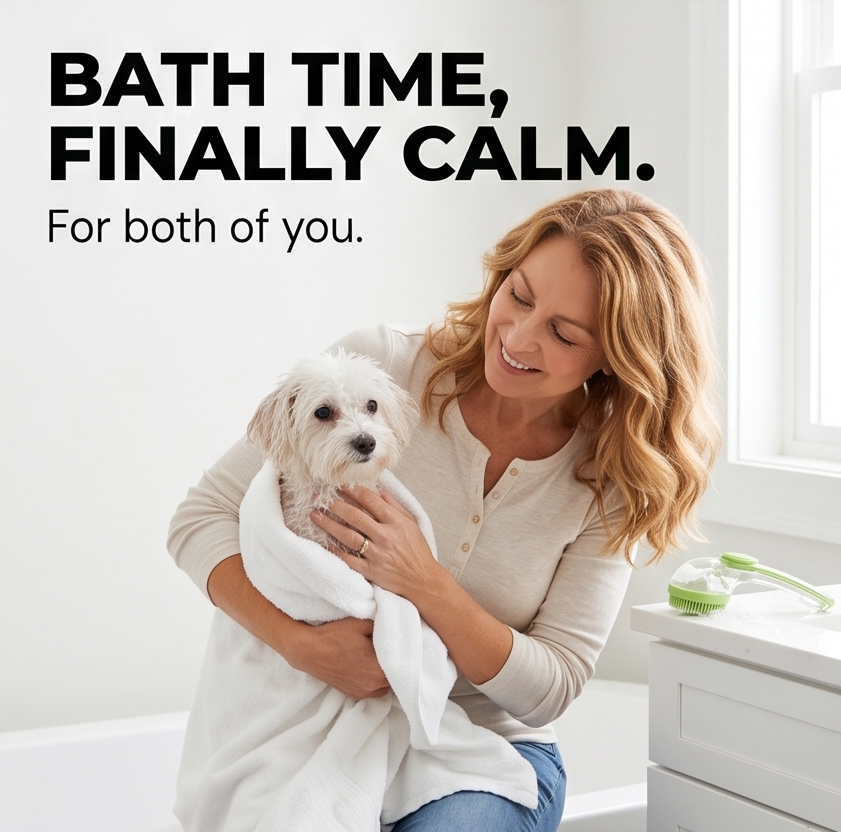 Sudsly – Pet Bath Brush with Built-in Shampoo Dispenser