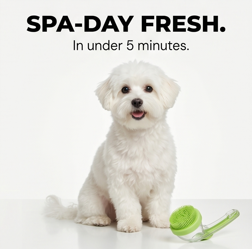 Sudsly – Pet Bath Brush with Built-in Shampoo Dispenser