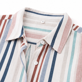 Sunlyn – Striped Short Sleeve Button Down Shirt, Relaxed Summer Blouse for Women