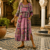 Tessara – Women's Painterly Patchwork Midi Dress