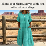 Sundara – Women's Tiered Lace Midi Dress with Hidden Pockets