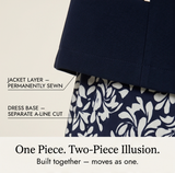 Maelyn – Women's Elegant Navy Floral Dress with Built-In Jacket