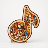 Melora – Wooden look Musical Note Puzzle with Instrument Shaped Pieces, Display Stand Included