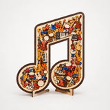 Melora – Wooden look Musical Note Puzzle with Instrument Shaped Pieces, Display Stand Included