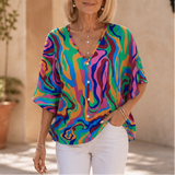 Wanderloom – V-Neck Blouse With A Drape That Skims, Not Clings