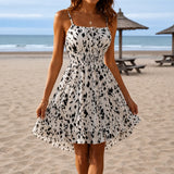 Marisole – Smocked Waist Mini Sundress with Tie-Front Bow and Ruffle Hem