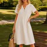 Solivia – Women's V-Neck Midi Dress with Pockets