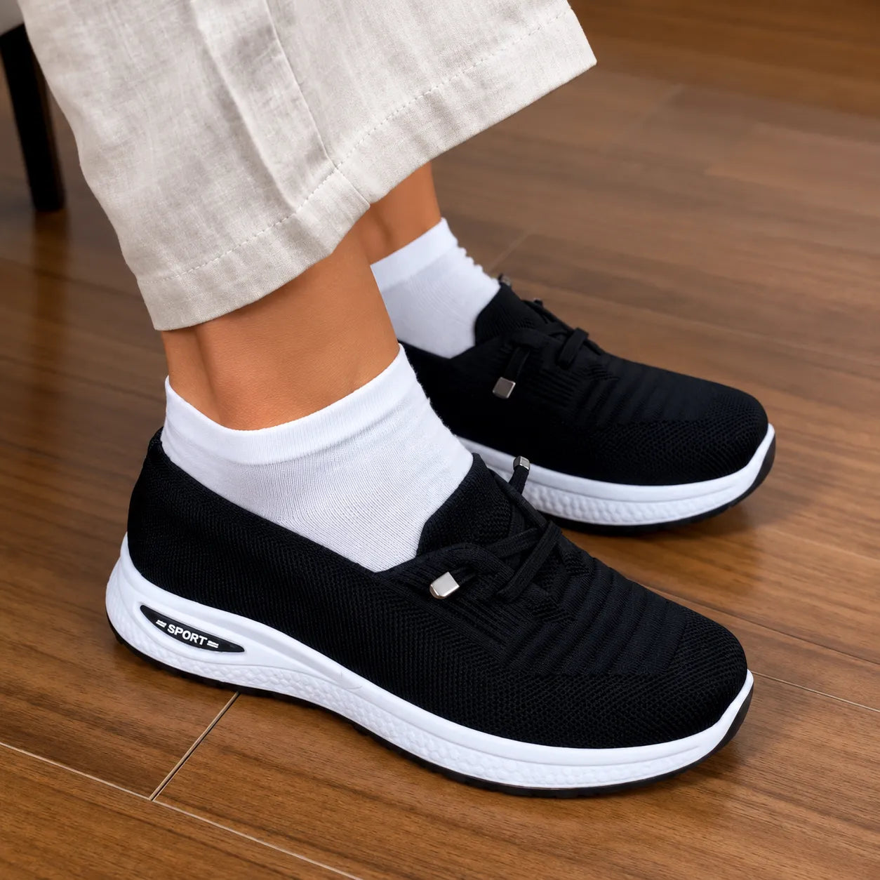 Stelora – Knit Mesh Slip On Sneakers for Women, Cushioned Everyday Walking Shoes
