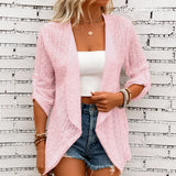 Solelle – Eyelet Waterfall Open-Front Cardigan for Women