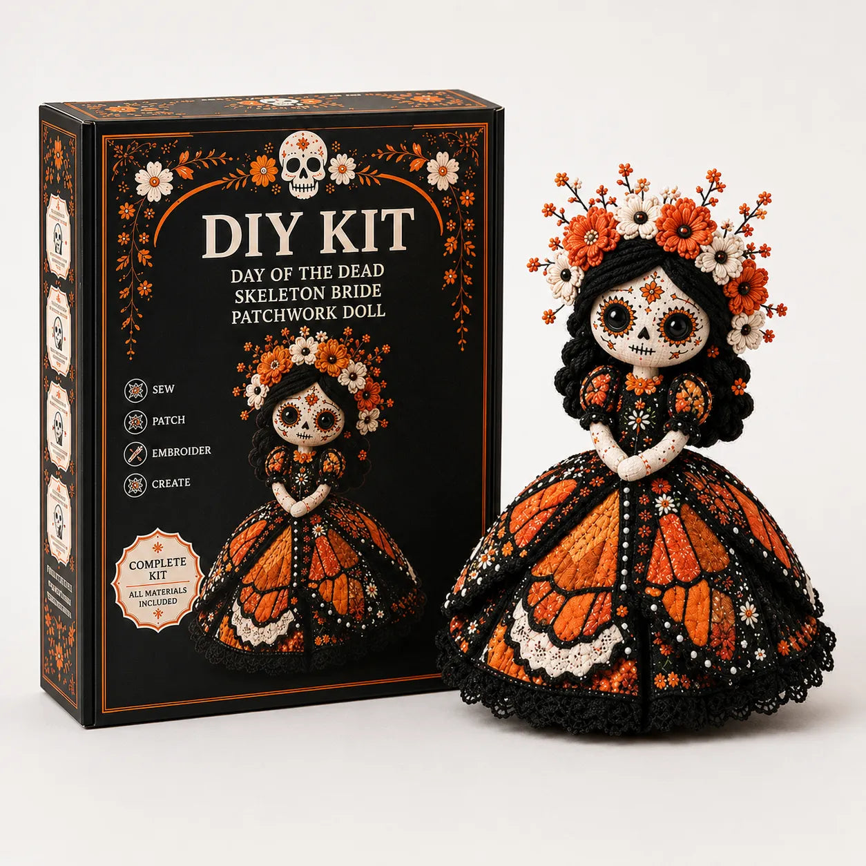 Stitch & Story – Day of the Dead Patchwork Doll DIY Craft Kit for Beginners