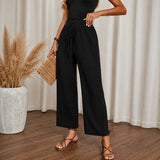Marella – Wide Leg Boho Pants with Lace-like Side Trim and Drawstring Waist