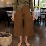 Velessa – High Waisted Wide Leg Cropped Pants with Pockets