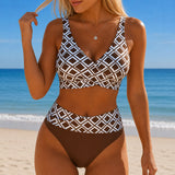 Solmara – Wrap V-Neck High-Waist Two-Piece Bikini with Diamond Print