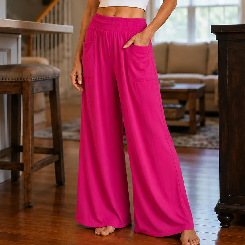 Wearlyn – High Waist Wide Leg Pants with Pockets, Soft Stretch Palazzo Pants for Women