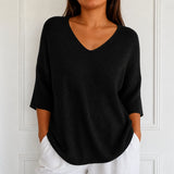 Elowyn – Soft V-Neck Knit Tunic Top for Women, Loose Drape