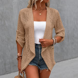 Solelle – Eyelet Waterfall Open-Front Cardigan for Women