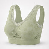 Aluvelle – Wireless Lift Bra with Breathable Mesh & Lace-look V-Neck