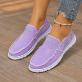 Breeza – Women's Distressed Canvas Slip-On Loafers with Frayed Edges