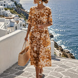 Marivella – Floral Loose Midi Dress with Hidden Pockets