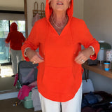 Muslina – Soft V-Neck Hooded Summer Top with Kangaroo Pocket