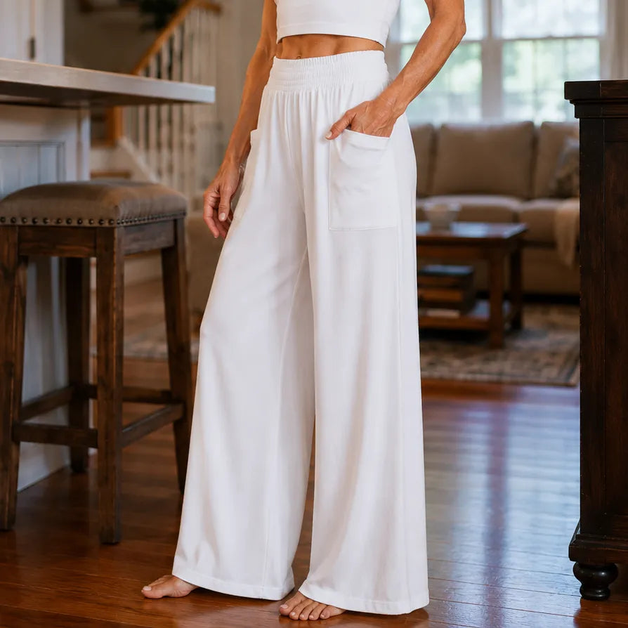 Wearlyn – High Waist Wide Leg Pants with Pockets, Soft Stretch Palazzo Pants for Women