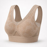 Aluvelle – Wireless Lift Bra with Breathable Mesh & Lace-look V-Neck