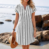 Solenya – Striped Linen-Look Shirt Dress for Summer