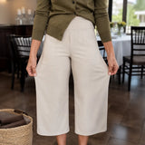 Velessa – High Waisted Wide Leg Cropped Pants with Pockets