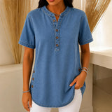 Avelyn – Henley Tunic Top with Side Buttons for Women
