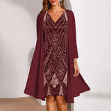 Elyssia – Two-Piece Sequin Dress with Sheer Chiffon Look Jacket