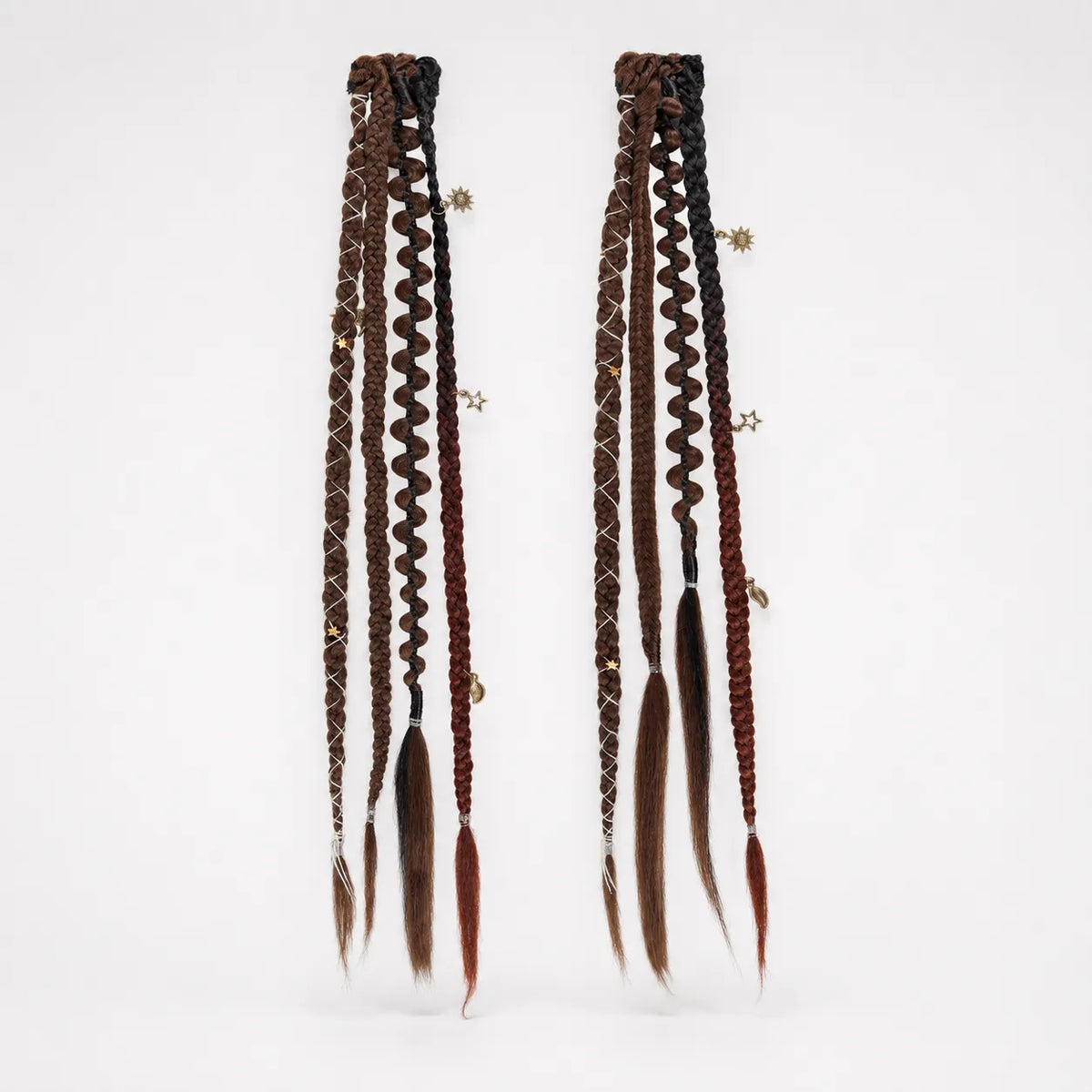 Wildera – Boho Beaded Clip-In Braid Extensions with Charms