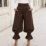 Verona – High Waist Pleated Lantern Pants with Ruffled Cuff