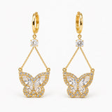 Papillore – Sparkling butterfly drop earrings, gold-tone cubic zirconia, delicate everyday elegance