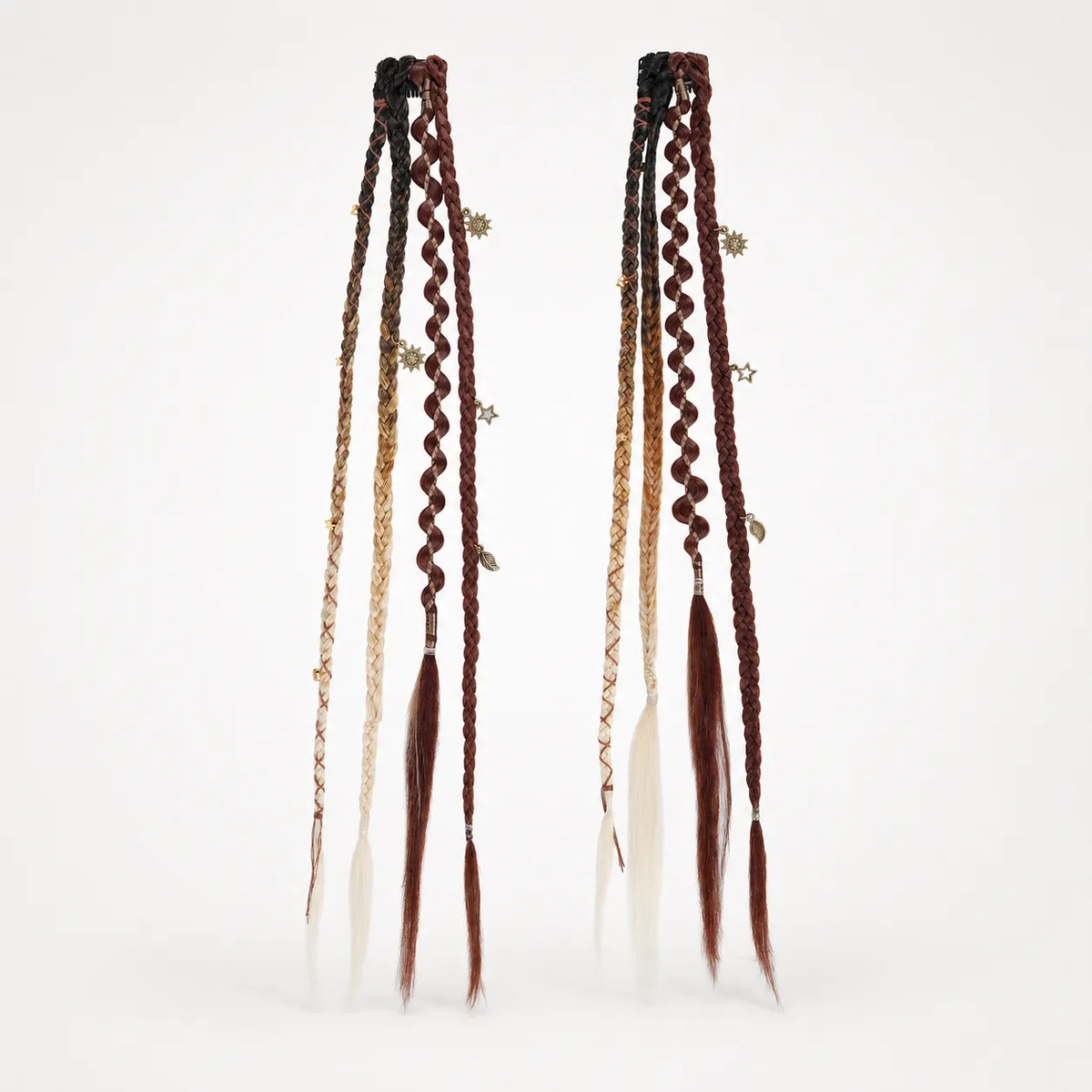 Wildera – Boho Beaded Clip-In Braid Extensions with Charms