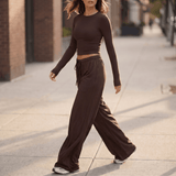 Velaire – Soft Crop Top and Wide Leg Pants Set