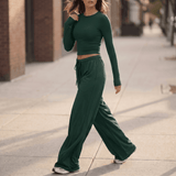 Velaire – Soft Crop Top and Wide Leg Pants Set