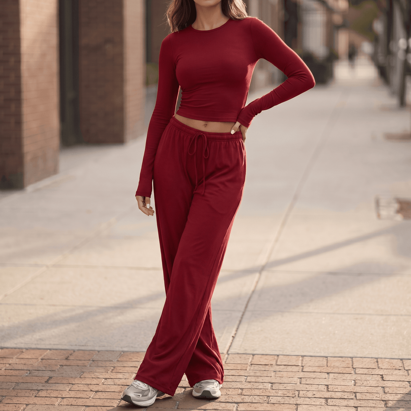 Velaire – Soft Crop Top and Wide Leg Pants Set