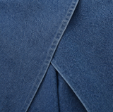 Velara – Asymmetric Wrap-Front Knee-Length Denim Look Bermuda Shorts