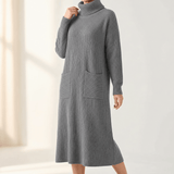 Velara – Women's Relaxed Turtleneck Sweater Dress with Pockets