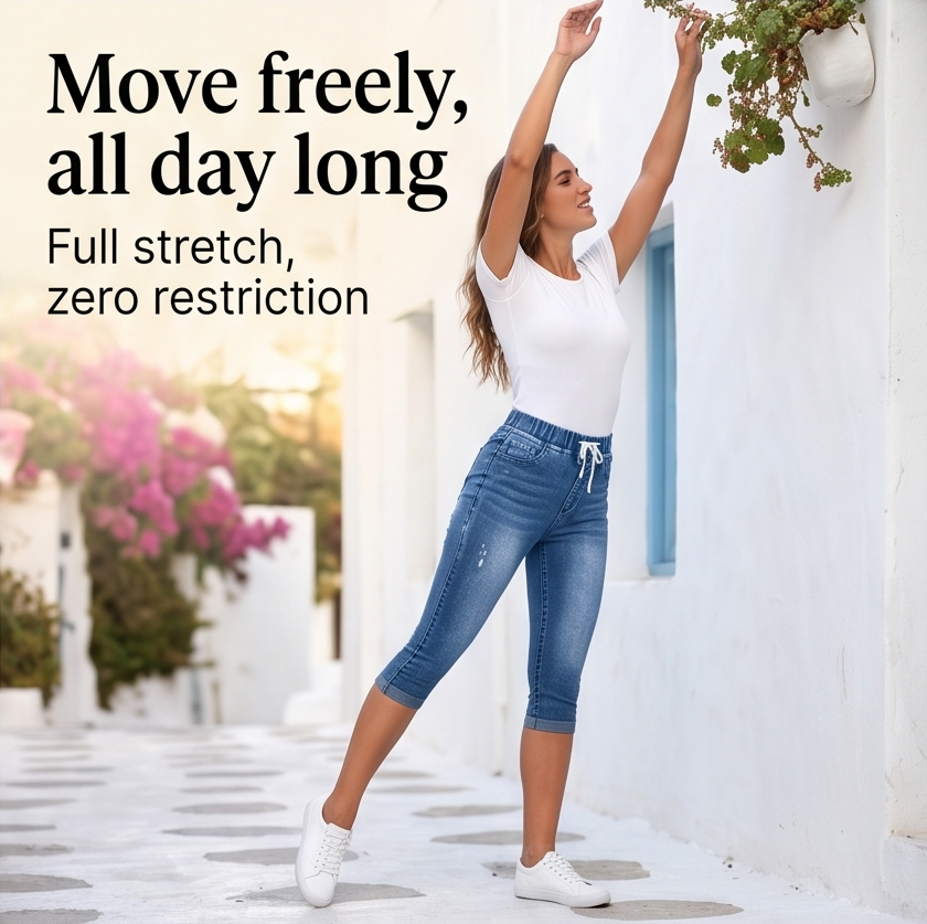 Vellora – High Waist Drawstring Denim Capris