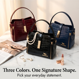 Velora – Glossy Croc Crossbody Handbag