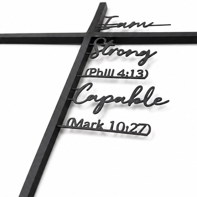 Veluna – Metal Scripture Cross Wall Decor with Biblical Affirmations