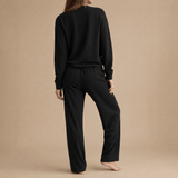 Veluna – Soft V-Neck Lounge Set with Wide Leg Pants