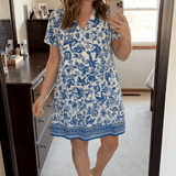 Veluna – Women's V-Neck Floral Dress with Pockets