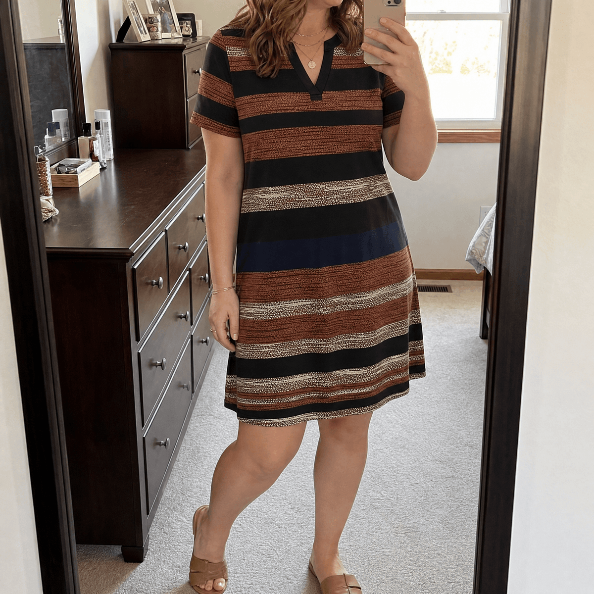 Veluna – Women's V-Neck Floral Dress with Pockets