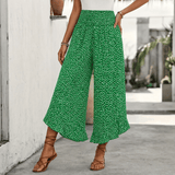 Velura – Smocked Wide-Leg Ruffle Pants