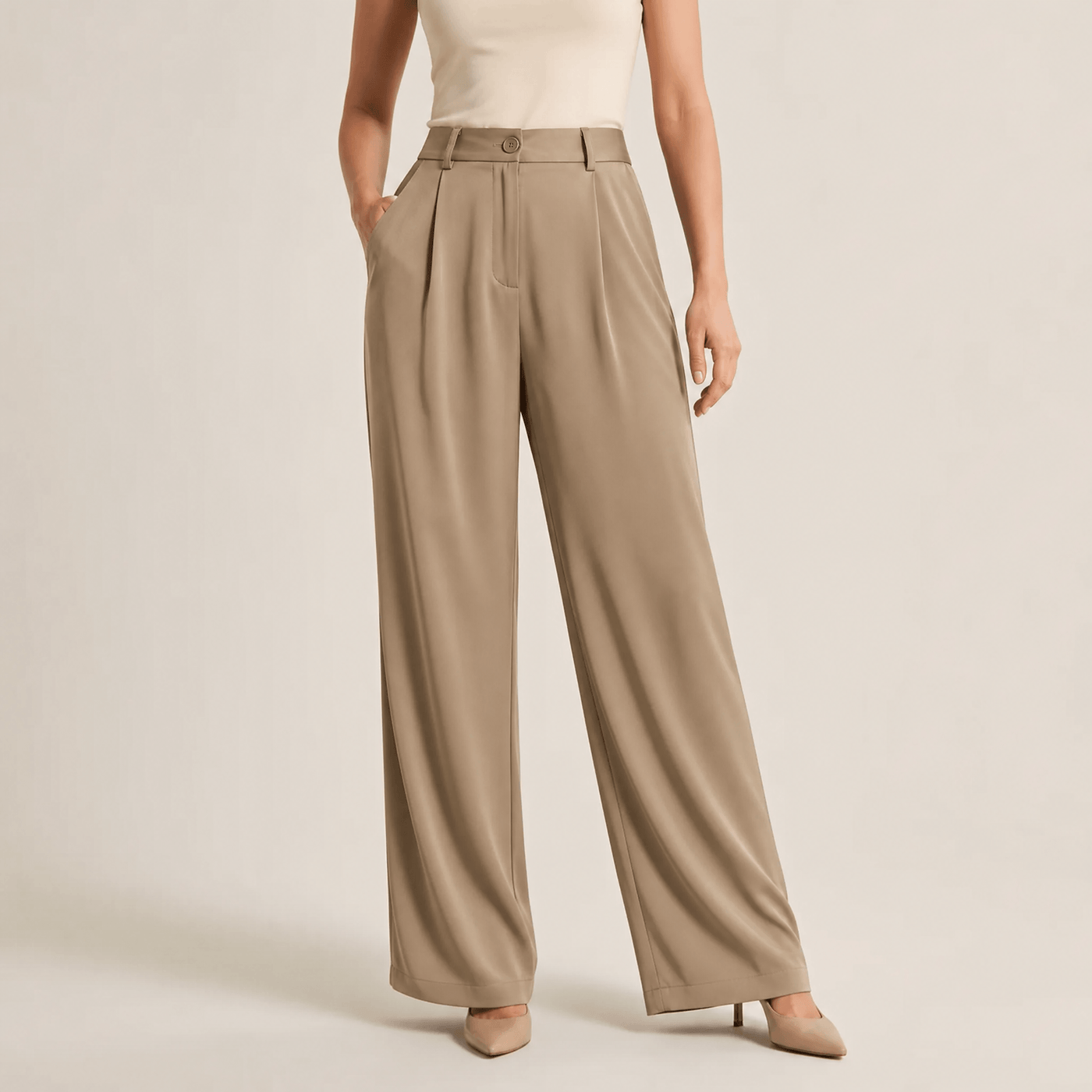 Velura - Women's Wide Leg Acetate Satin Trousers