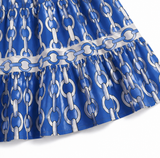Verella – Chain-Print Tiered Maxi Dress with Pockets & V-Neck
