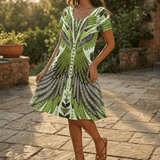 Vivara – Bold Peacock Wingspan Summer Dress