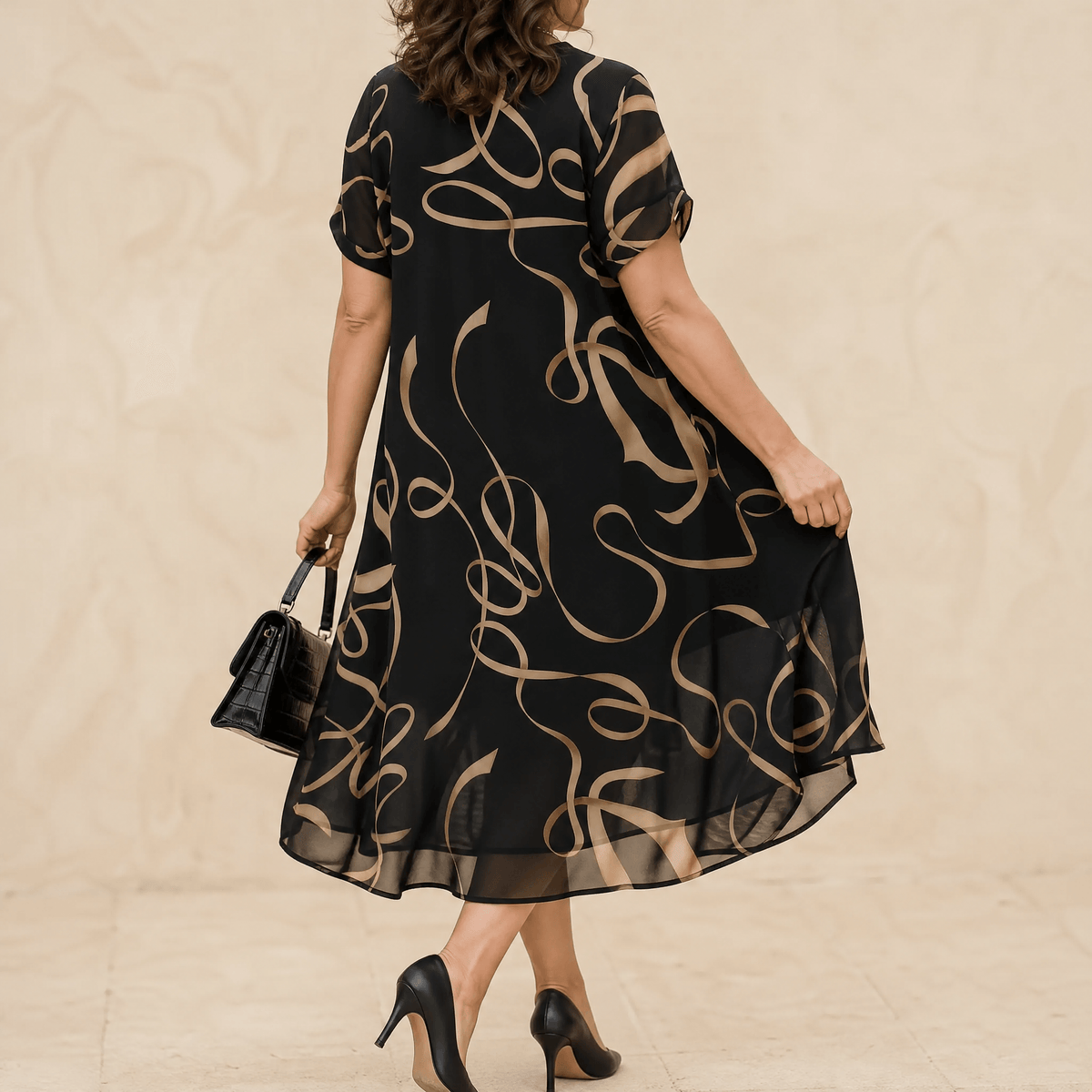 Vivara – Flowing Chiffon Midi Dress for Women